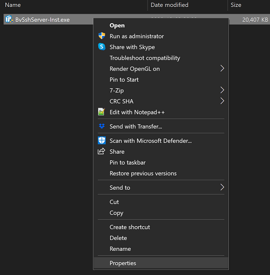 Right-click > Properties